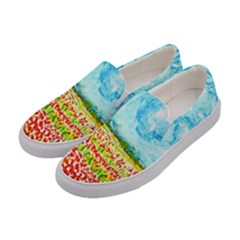 Light Blue Paisley Damask Floral Womens Slip Ons by CoolDesigns