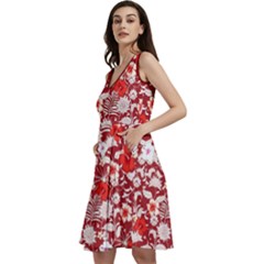 Hawaii Hibiscus Tropical Red & White Sleeveless V-neck Skater Dress by CoolDesigns