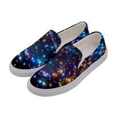 Black Starry Night Sky Moon Stars Space Galaxy Womens Canvas Slip Ons by CoolDesigns