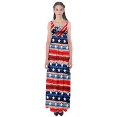 Painted Usa America Flag Red & Blue Empire Waist Maxi Dress by CoolDesigns
