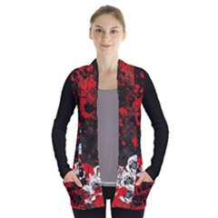 Bloody Skull Open Front Pocket Cardigan by CoolDesigns