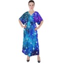 Constellation Dodger Blue Space Astronomy Galaxy V-Neck Boho Style Maxi Dress View1