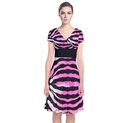 Pink Tiger Short Sleeve Front Wrap Dress by CoolDesigns