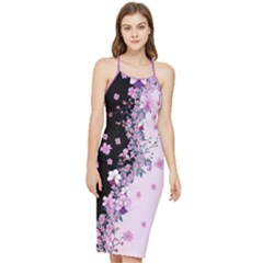 Floral Orchids Yin Yang Black Bodycon Cross Back Summer Dress by CoolDesigns