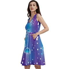 Jellyfish Purple Ocean Bubbles Stretch V-neck Skater Dress With Pockets by CoolDesigns