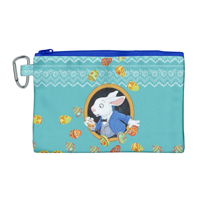 Alice Wonderland Rabbit Turquoise Canvas Cosmetic Bag 