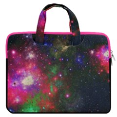 Deep Pink Star Green Galaxy Night Stars Carrying Handbag Laptop 16  Double Pocket Laptop Bag  by CoolDesigns