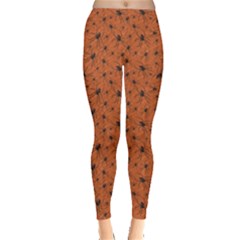 Orange Halloween Pattern With Poisonous Spiders Leggings by CoolDesigns