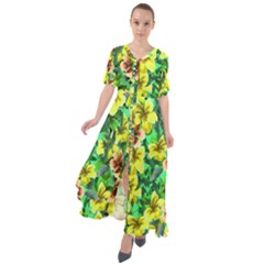 Hawaii Hibiscus Green Tropical Flowers Boho Maxi Dress by CoolDesigns