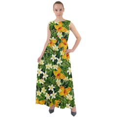 Hibiscus Flowers Floral Green Party Chiffon Mesh Maxi Dress by CoolDesigns