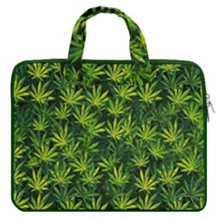 Full Cannabis Green Marijuana Leaves 16  Double Pocket Laptop Bag by CoolDesigns