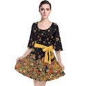 Sunflowers Black Autumn Pumpkins Shade Turkey Velour Kimono Dress View1