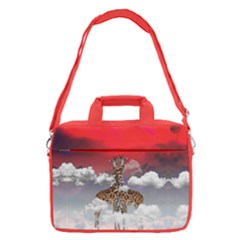 Crimson Red Giraffe Lovers Pattern 16  Shoulder Laptop Bag by CoolDesigns