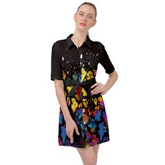 Cute Ghost Print Black & Colorful Belted Shirt Dress by CoolDesigns