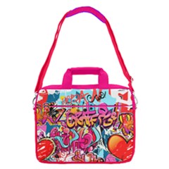 Hot Pink Graffiti Pop Art Designs 16  Shoulder Laptop Bag  by CoolDesigns