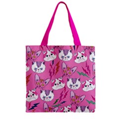 We Rock Pink Colorful Zipper Grocery Tote Bag by CoolDesigns