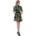 Green Butterfly Floral Belted Shirt Dress View2
