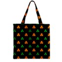 Checkered Dark Green & Orange Lucky Clover Zipper Grocery Tote Bag View1