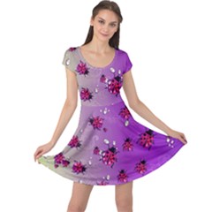 Japanese Print Purple Ladybugs Insect Cap Sleeve Dress by CoolDesigns