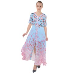 Blossom Japanese Style Light Blue Waist Tie Boho Maxi Dress by CoolDesigns