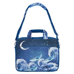 Dark Blue Whale Waves Print 13  Shoulder Laptop Bag  by CoolDesigns