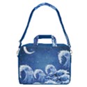 Dark Blue Whale Waves Print 13  Shoulder Laptop Bag  View2