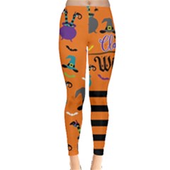 Classy Orange Witches Design Leggings  by CoolDesigns
