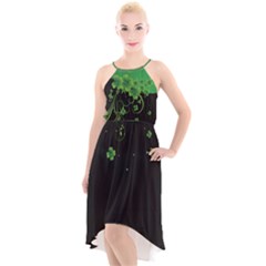 Vintage Shamrock Style Black & Green High-low Halter Chiffon Dress  by CoolDesigns