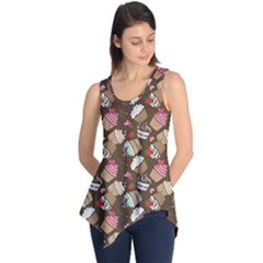 Colorful Pattern Of Tasty Cupcakes Sleeveless Tunic Top by CoolDesigns