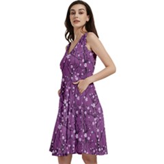 Purple Japanese Cherry Blossom V-neck Skater Dress With Pockets by CoolDesigns