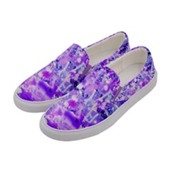 Violet Splashes Of Paint Womens Canvas Slip Ons by CoolDesigns
