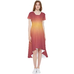 Sunset Gradient Tie Dye Asymmetrical High Low Boho Dress by CoolDesigns