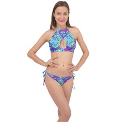Summer Colorful Bright Aztec Cross Front Halter Bikini Set by CoolDesigns