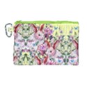 Vintage Flowers Rabbits Yellow Canvas Cosmetic Bag View1