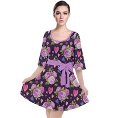 I Love You Roses Purple Velour Kimono Dress by CoolDesigns