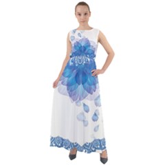 Floral Chevron Blue Aztec Chiffon Mesh Maxi Dress by CoolDesigns