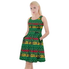 Cannabis Morogoro Green Marijuana Badges Leaves Knee Length Skater Dress With Pockets by CoolDesigns