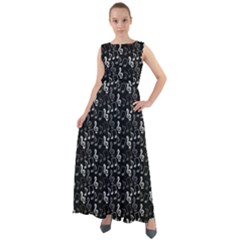 Black Pattern With Music Notes Treble Clef Chiffon Mesh Maxi Dress by CoolDesigns