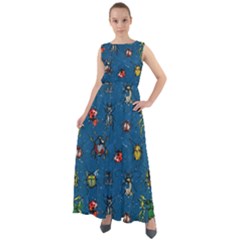 Royal Blue Pattern With Watercolor Beetles Chiffon Mesh Maxi Dress  by CoolDesigns