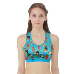Blue Ice Cream Sports Bra With Border by CoolDesigns