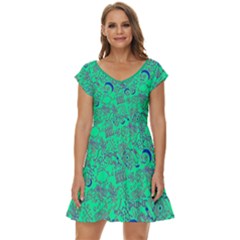 Medium Spring Green Morty Space Fun Party Short Sleeve Tiered Mini Dress by CoolDesigns