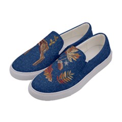 Autumn Leaves Navy Jeans Cute Print Womens Slip Ons by CoolDesigns