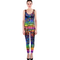 Patcwork Trippy Art Print Rainbow One Piece Catsuit by CoolDesigns