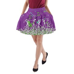 Music Notes Blue Violet Musical Print A-line Pocket Skirt by CoolDesigns