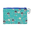 Cute Turquoise Alice Rabbit Canvas Cosmetic Bag View2