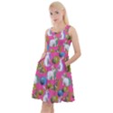 Hot Pink Easter Bunny Knee Length Skater Dress With Pockets View1