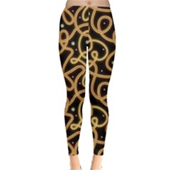 Shine Thick Chained Design Gold Stretch Leggings  by CoolDesigns