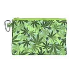 Cannabis Light Green Marijuana Leaves Canvas Cosmetic Bag by CoolDesigns
