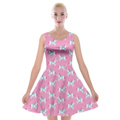 Pink Carousel Horses Pattern Velvet Skater Dress  by CoolDesigns