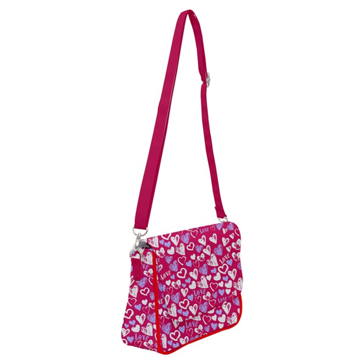 Love Heart Pink Shoulder Bag with Back Zipper